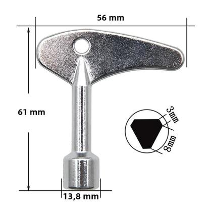 Imagem de Chave Triangular Interna Prateada para Elevador, Medidor de Água e Armário Elétrico