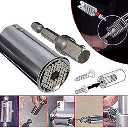 Imagem de Chave universal catraca 7mm a 19mm com adaptador para parafusadeira extrator porca parafuso danificado