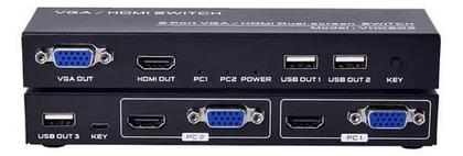Imagem de Chaveador Switch KVM VGA/HDMI USB 2 Portas Dual Screen
