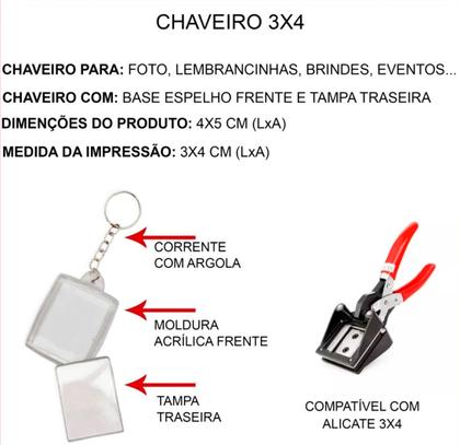 Imagem de Chaveiro Acrílico Porta Retrato Foto 3x4 12 unidades (duzia)