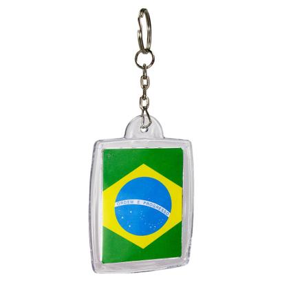 Imagem de Chaveiro Bandeira Brasil 4x5cm Personalizado Com 12 Unidades