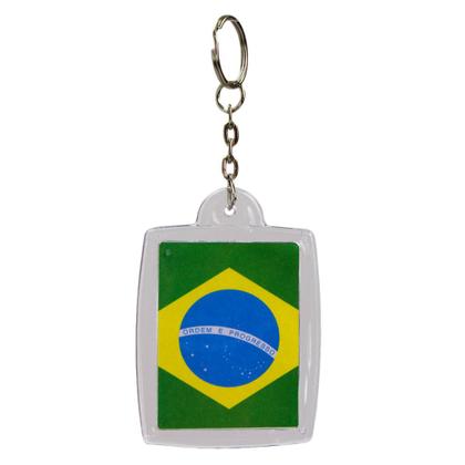 Imagem de Chaveiro Bandeira Brasil 4x5cm Personalizado Com 12 Unidades