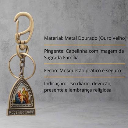 Imagem de Chaveiro Capelinha Sagrada Família Metal Dourado