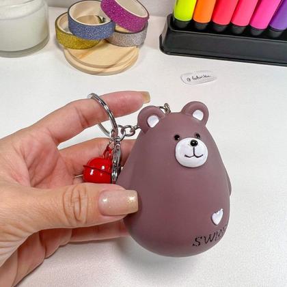 Imagem de Chaveiro Chaveiro Fofo PVC Ursinho Coelho Totoro com guizo - Boneco em borracha com buzininha