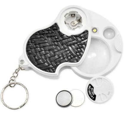 Imagem de Chaveiro Com Lupa Retratil Bifocal Com Luz LED Ampliação Excelente 8x - 6901A17