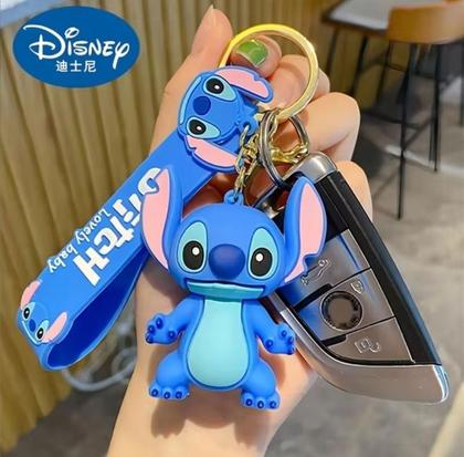 Imagem de Chaveiro com Pingente Mini Boneco Emborrachado 3D Lilo e Stitch Angel Rosa Azul Chaveiros Lembrancinha Presente