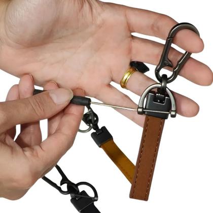 Imagem de Chaveiro Couro Premium Mosquetão Metal Chave Carro + Chave Fenda Presente Luxo