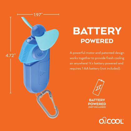 Imagem de Chaveiro esportivo com ventilador de nebulização O2COOL, tamanho de bolso com mosquetão, pacote com 2 unidades