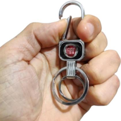 Imagem de Chaveiro Fiat Metal Mosquetão 2 Argolas Chave Carro Moto Luxo