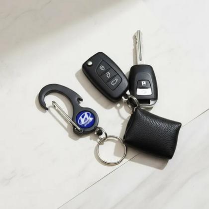 Imagem de Chaveiro Hyundai Metal Abridor Preto Mosquetão Chave Carro Metal / Preto