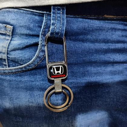 Imagem de Chaveiro Metal Honda Mosquetão Argola Dupla Chave Carro Moto Luxo