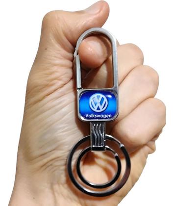 Imagem de Chaveiro Metal Volkswagen Mosquetão Argola Dupla Chave Carro Moto Luxo