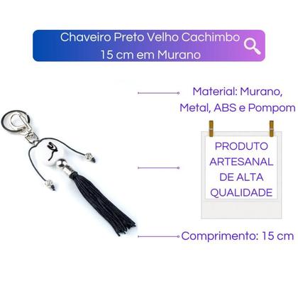 Imagem de Chaveiro Preto Velho Cachimbo 15 cm em Murano