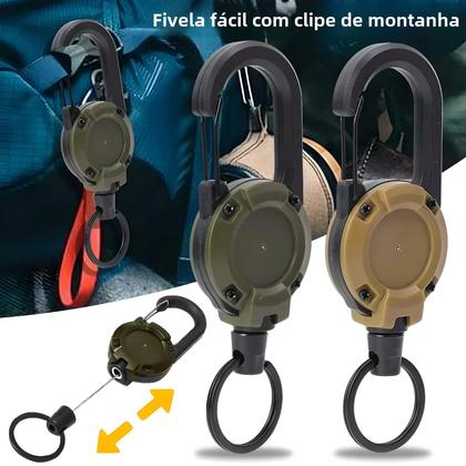 Imagem de Chaveiro Retrátil Resistente com Corda de Aço e Fivela