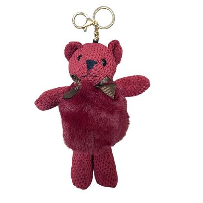 Imagem de Chaveiro Ursinho Pompom Pelúcia Argola Dourada Bolsa Pom Pom
