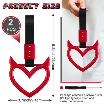 Imagem de Chaveiros Fabbay Heart Handle, 2 peças, acessório para carro, vermelho