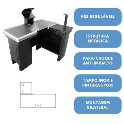 Imagem de Check-out Caixa Supermercado 1,30m Com Furação Para Balança + Kit Innal