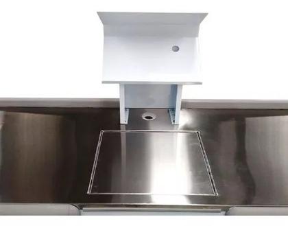 Imagem de Check-out Caixa Supermercado 1,55m Com Furação + Kit Amapá Cor Branco Perfil Azul