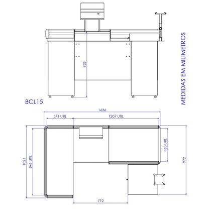 Imagem de Checkout Leve De 1,50M Mesa Reta Com Kit e Furação Para Balança Innal