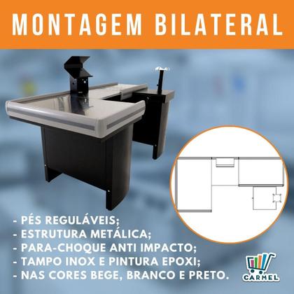 Imagem de Checkout Leve De 1,80M Caixa De Mercado Com Kit Innal - Branco Perfil Vermelho