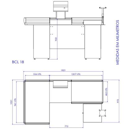 Imagem de Checkout Leve De 1,80M Caixa De Mercado Com Kit Innal - Branco Perfil Vermelho