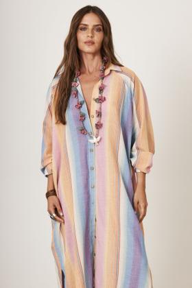 Imagem de Chemise Amplo Com Mangas Raglan Listrado Colorido Yacamim P10