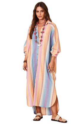 Imagem de Chemise Amplo Com Mangas Raglan Listrado Colorido Yacamim P10