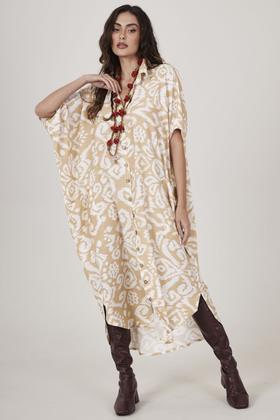 Imagem de Chemise Midi Botões Mostarda Estampado Yacamim L6