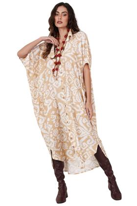 Imagem de Chemise Midi Botões Mostarda Estampado Yacamim L6