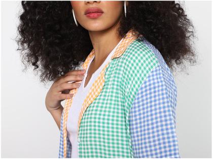 Imagem de Chemise Vista Magalu Xadrez Alongada