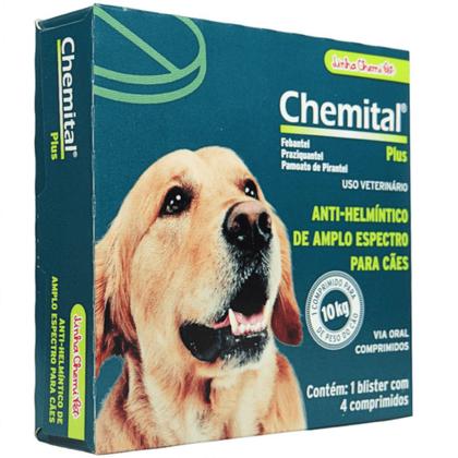 Imagem de Chemital Plus Com4 Comprimidos ChemitecVermífugo Para Cães Kit Com 2 Cx