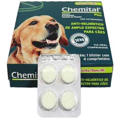 Imagem de Chemital Plus Com4 Comprimidos ChemitecVermífugo Para Cães Kit Com 5 Cx