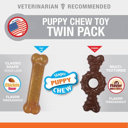 Imagem de Chew Toy Nylabone Puppy Twin Pack Teething G-Small/Petite
