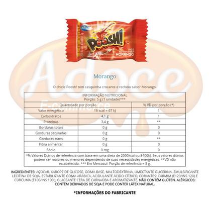 Imagem de Chicle poosh recheado 200g/40un arcor