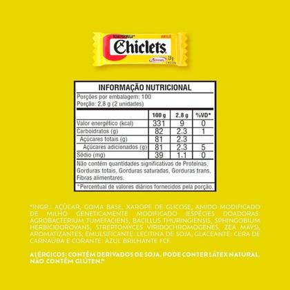Imagem de Chiclete Chiclets Hortelã 2,8g - Caixa com 100 Unidades