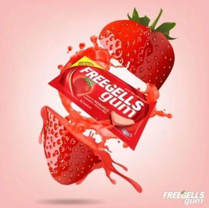 Imagem de Chiclete Freegells Gum Morango C15un