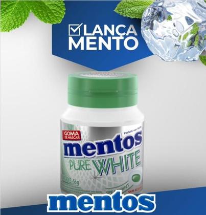 Imagem de Chiclete Mentos Pure White Spearmint Sem Açúcar 56g C/ 2 Potes