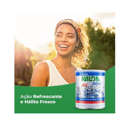Imagem de Chiclete Tablete Gomas de Mascar Valda DIET com Xilitol Pote com 100 un