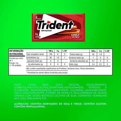 Imagem de Chiclete Trident Canela sem Açúcar 8g - Caixa com 21 Unidades
