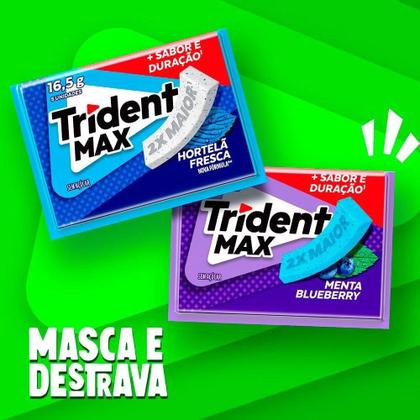 Imagem de Chiclete Trident Max Hortelã Fresca sem Açúcar 16,5g - Caixa com 14 unidades