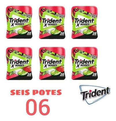 Chiclete Trident Morango Lime X Senses 06 Potes 54g C/28 unidades cada Imagem de Chiclete Trident Morango Lime X Senses 06 Potes 54g C/28 unidades cada