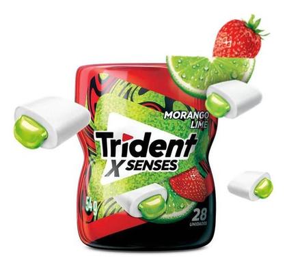 Chiclete Trident Morango Lime X Senses 06 Potes 54g C/28 unidades cada Imagem de Chiclete Trident Morango Lime X Senses 06 Potes 54g C/28 unidades cada