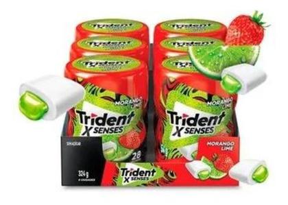 Chiclete Trident Morango Lime X Senses 06 Potes 54g C/28 unidades cada Imagem de Chiclete Trident Morango Lime X Senses 06 Potes 54g C/28 unidades cada