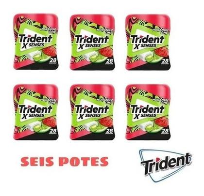 Chiclete Trident Morango Lime X Senses 06 Potes 54g C/28 unidades cada Imagem de Chiclete Trident Morango Lime X Senses 06 Potes 54g C/28 unidades cada
