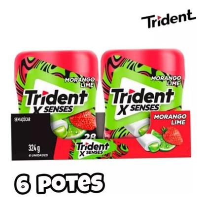 Chiclete Trident Morango Lime X Senses 06 Potes 54g C/28 unidades cada Imagem de Chiclete Trident Morango Lime X Senses 06 Potes 54g C/28 unidades cada