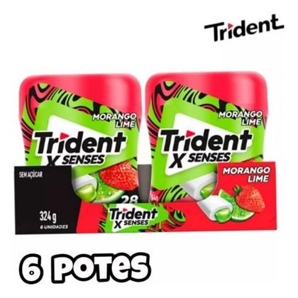 Chiclete Trident Morango Lime X Senses 06 Potes 54g C/28 unidades cada Imagem de Chiclete Trident Morango Lime X Senses 06 Potes 54g C/28 unidades cada