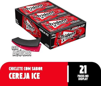 Chiclete Trident Sabor Fresh Cereja Ice - Display 168G - mondelez Imagem de Chiclete Trident Sabor Fresh Cereja Ice - Display 168G