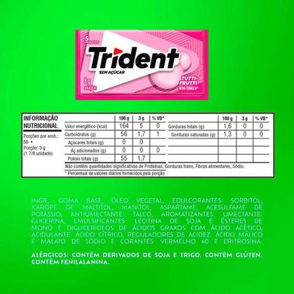Imagem de Chiclete Trident Tutti Frutti Sem Açúcar 8g - Caixa com 21 Unidades