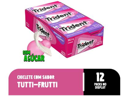 Chiclete Trident Tutti-Frutti Sem Açúcar - Display com 12 Unidades de 25,2g Imagem de Chiclete Trident Tutti-Frutti Sem Açúcar