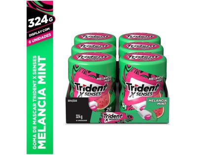 Chiclete Trident X Senses Melância - Display de Garrafa 6 Unidades de 54g Imagem de Chiclete Trident X Senses Melância - Display de Garrafa 6 Unidades de 54g